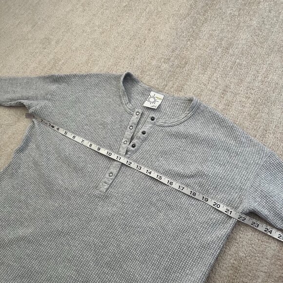 Aerie Offline Gray Waffle Knit Henley Thermal Top XS Cotton Blend - Picture 6 of 12
